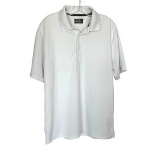 Ben Hogan Performance Mens Large SS Textured Knit White Golf Polo Shirt